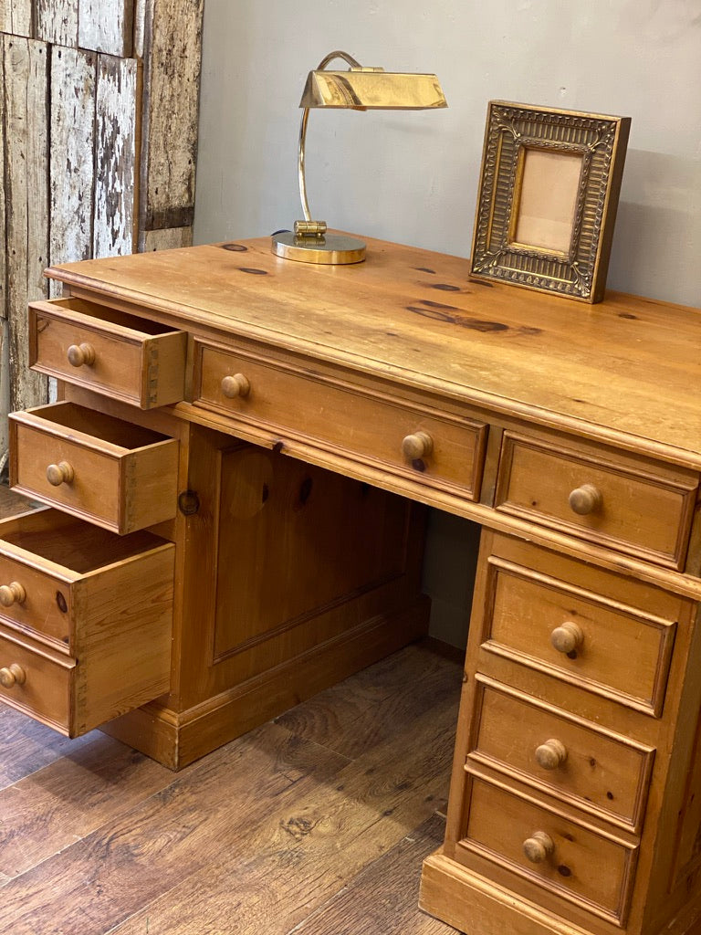 Pine Double Pedestal Desk