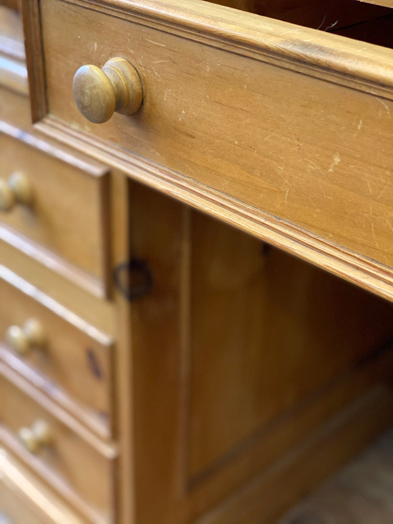 Pine Double Pedestal Desk