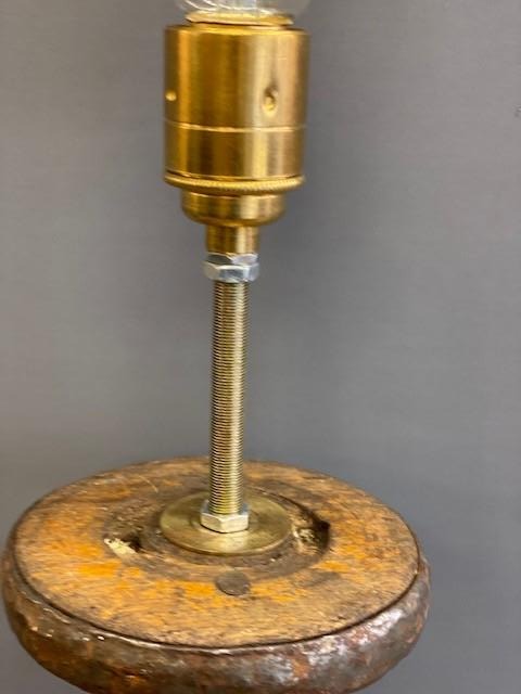 Vintage Wooden Textile Bobbin Table Lamp
