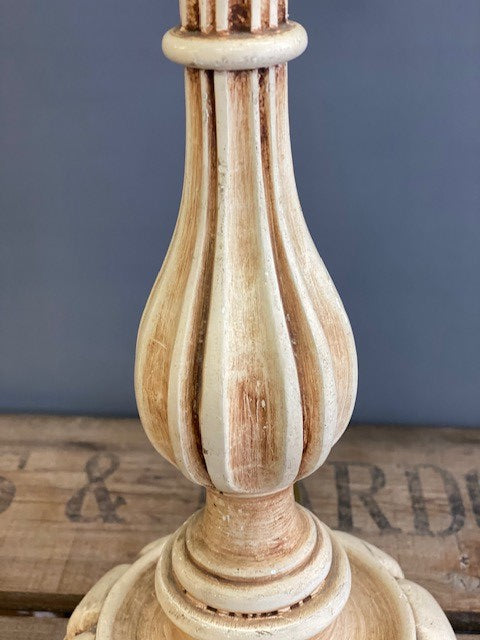 Ornately Carved Cream Painted Table Lamp