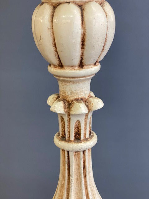 Ornately Carved Cream Painted Table Lamp