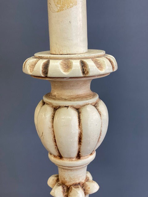 Ornately Carved Cream Painted Table Lamp