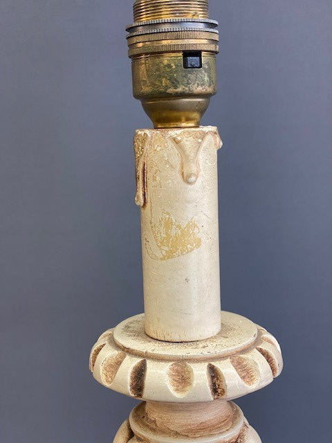 Ornately Carved Cream Painted Table Lamp