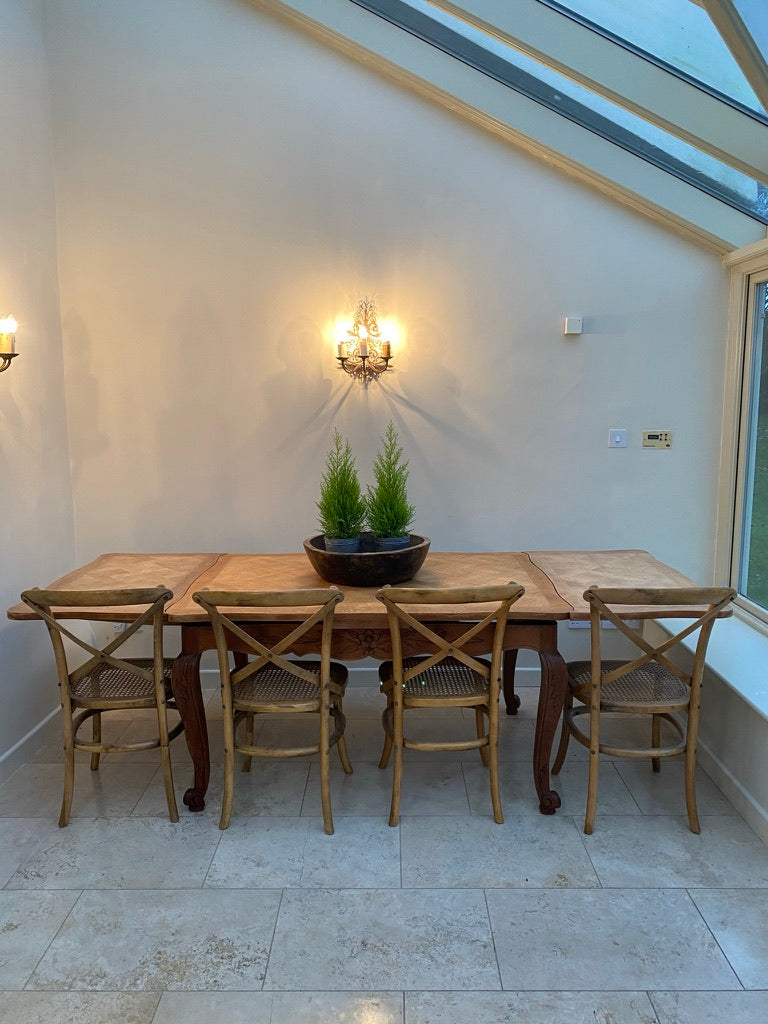 French Louis XV Style Parquet Top Extending Dining Table