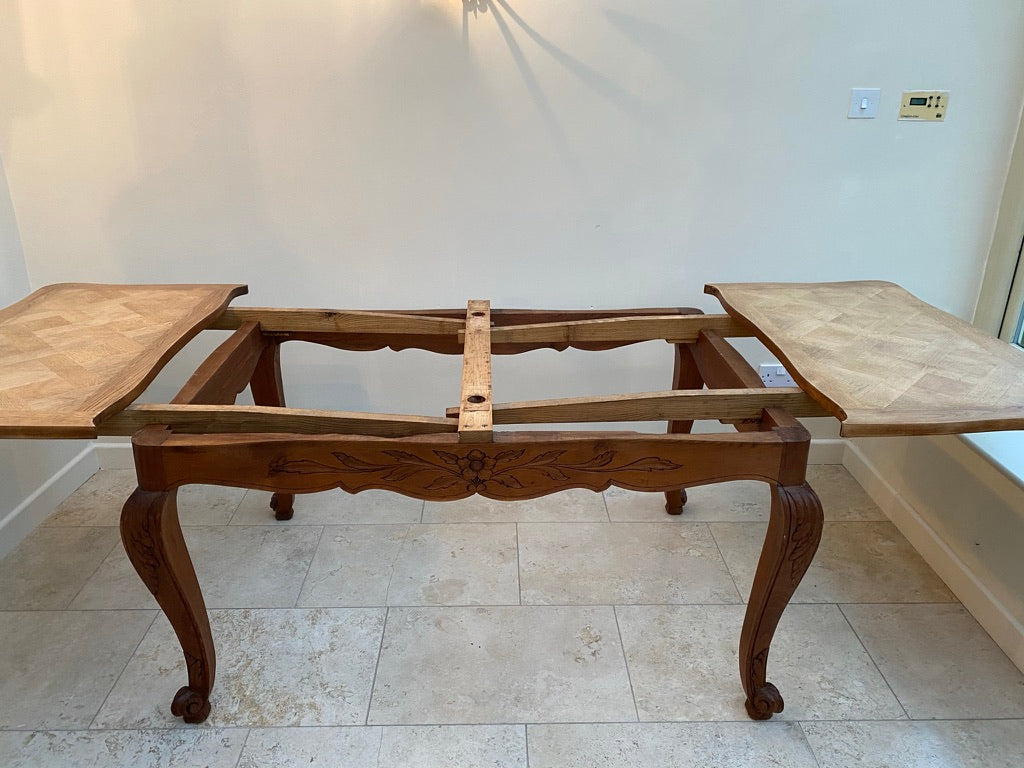 French Louis XV Style Parquet Top Extending Dining Table