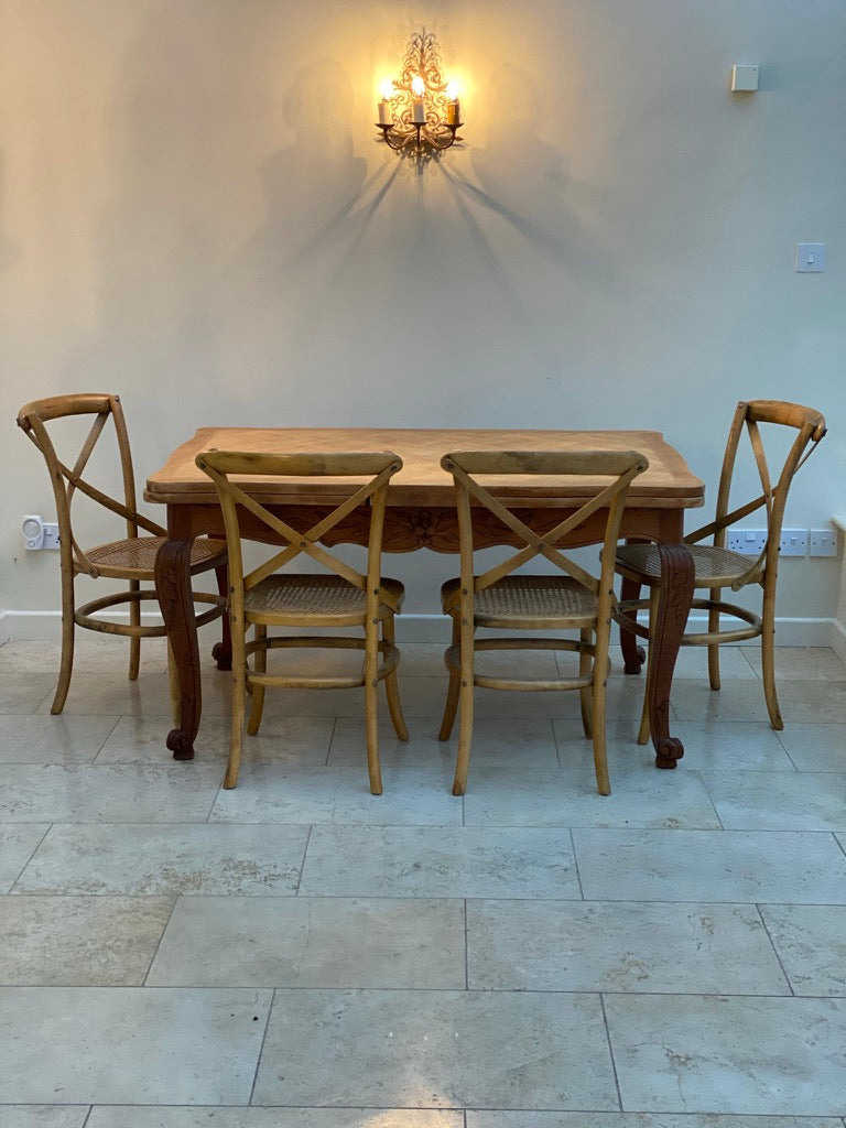 French Louis XV Style Parquet Top Extending Dining Table