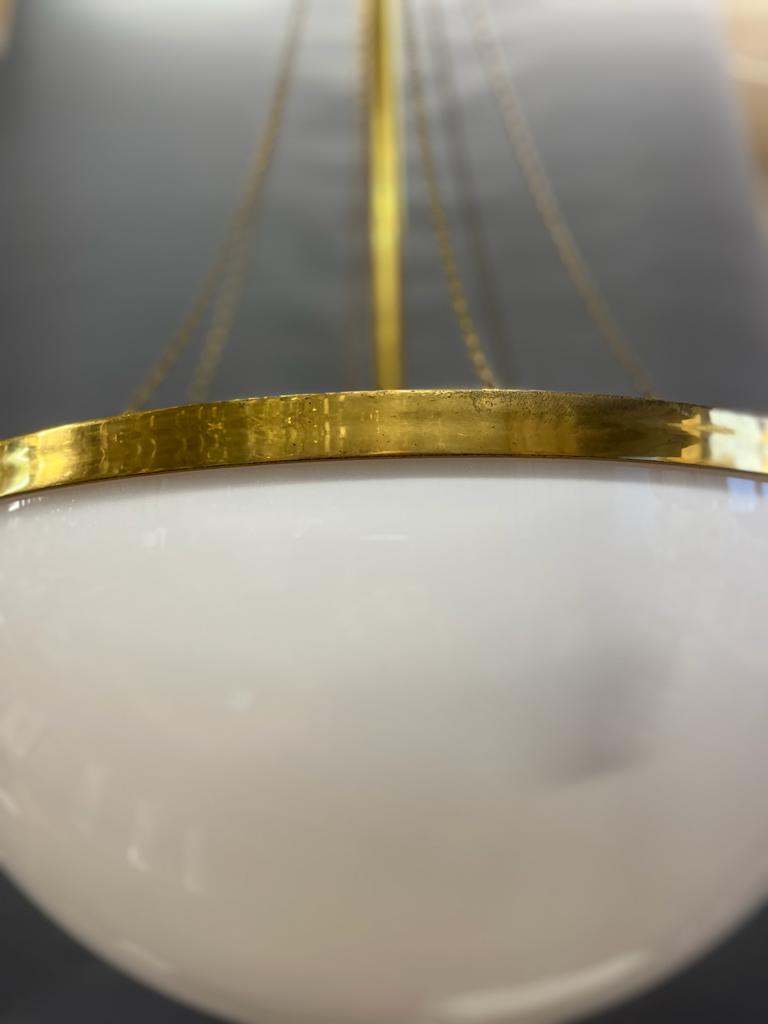 Gorgeous Extra Large Brass & Opaque White Bowl Lights