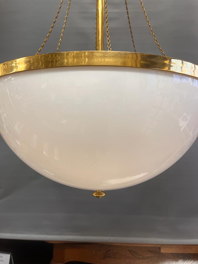Gorgeous Extra Large Brass & Opaque White Bowl Lights