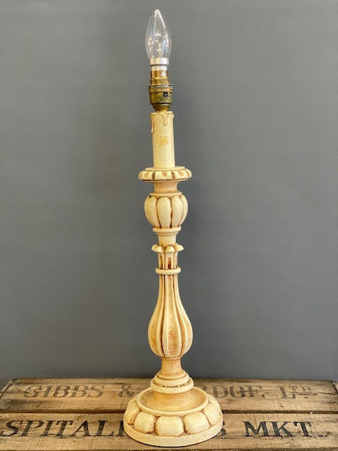 Ornately Carved Cream Painted Table Lamp