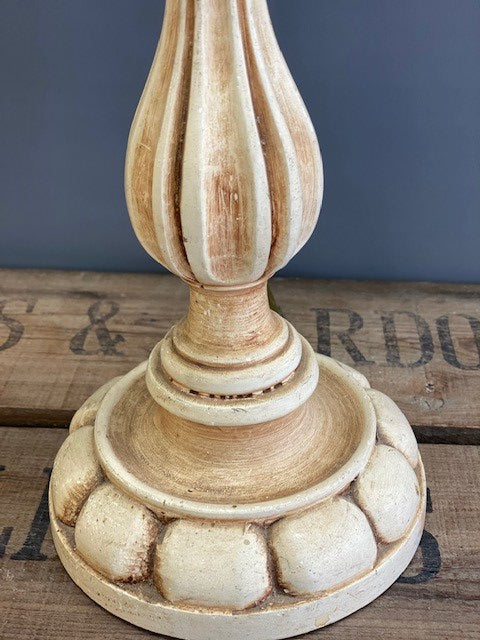 Ornately Carved Cream Painted Table Lamp